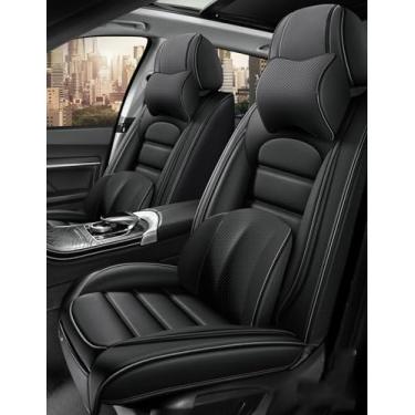 Imagem de JBNCRYGD Cobertura total de capas de assento de carro conjunto completo à prova d'água, capas de assento automotivo de couro luxuoso protetor de assento de carro, conjuntos de capas de assentos