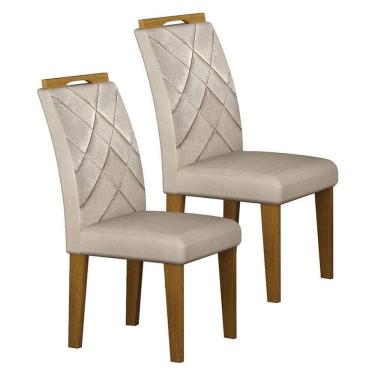Imagem de Cadeira para Mesa de Jantar Larissa New MDF Kit 2 Peças Freijó Joli Palha - Leifer Móveis