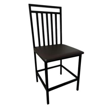 Imagem de Cadeira Reforçada Para Cozinha E Sala Jantar Eliane Assento Marrom - A