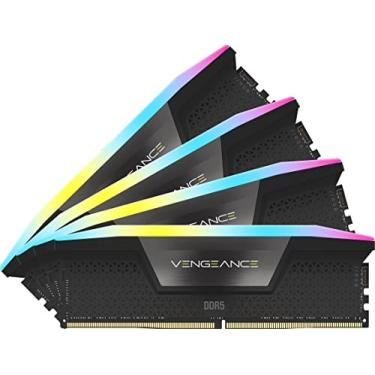 Imagem de CORSAIR VENGEANCE RGB DDR5 RAM 64GB (4x16GB) 6200MHz CL32 Intel XMP iCUE Memória de computador compatível - Preto (CMH64GX5M4B6200C32)