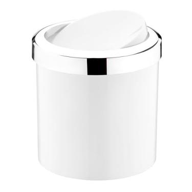 Imagem de Lixeira c/tampa basculante 5 litros branco/cromado - Future | Com sistema que esconde o saco de lixo