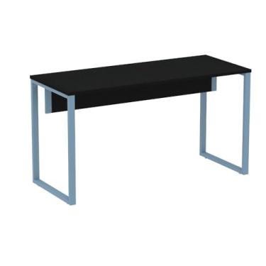 Imagem de Mesa Escritório P25 Tub Pandin 150 cm (larg) x 70 cm (prof) Tampo Mdp Preto Pé Aço Tubular Azul Dali