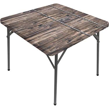 Imagem de Enseada de mesa quadrada rústica, imagem de tábuas de madeira com parafusos e pregos, estampa de cabana de fazenda, adequada para sala de estar, toalha de mesa de centro quadrada, serve para mesa