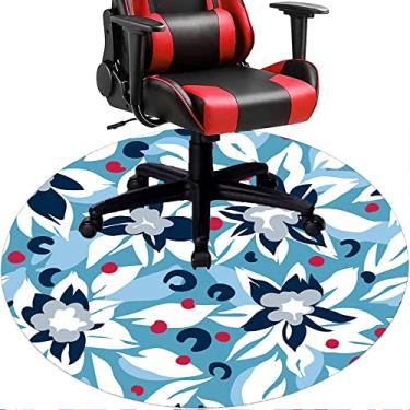 Imagem de Tapete de cadeira de escritório com flores, textura de flor, tapete de cadeira de mesa para piso de madeira de escritório em casa, protetor de piso de pilha baixa, redondo de 91 cm