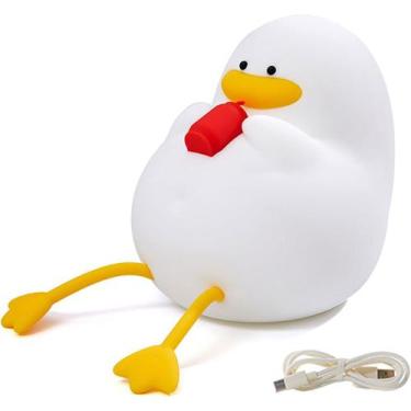 Imagem de Luminaria Abajur Mesa Patinho Fofo Led Usb Recarregavel Touch Muda a C