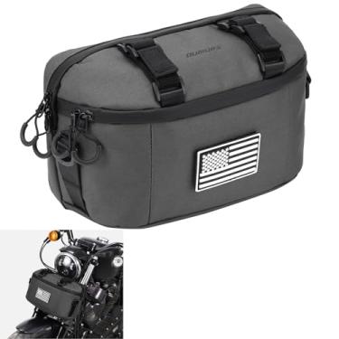 Imagem de Bolsa para guidão de motocicleta, bolsa universal de nylon Oxford 600D, bandeira americana, bolsa de garfo frontal, bolsa de acessórios de armazenamento, para motocicleta, cruiser, softail, Dyna,