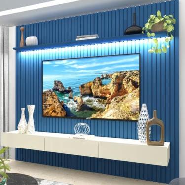 Imagem de Painel para TV até 90 Polegadas 229x250cm Ripado com LED 3 Gavetas 100
