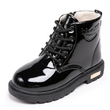 Imagem de Botas infantis para meninos e meninas Daclay à prova d'água e botas Martin de veludo, Preto, 3 Big Kid