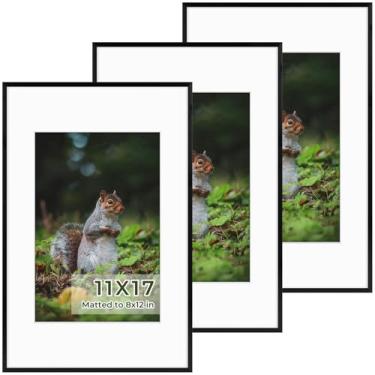 Imagem de Golden State Art Porta-retrato 28 x 43 cm, pacote com 3 molduras de alumínio com tapetes removíveis de 20 x 30 cm e vidro verdadeiro, exibição de pôsteres de 28 x 43 cm ou fotos de 20 x 30 cm