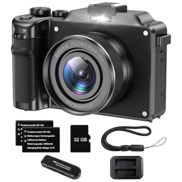 Imagem de ﻿64 Megapixels Camera Digital, Wifi Incorporado Camera Fotografica, Câmera Mirrorless Digital Preta - Filmadora 4K Ultra HD, Alta Resolução, Câmera Vlog Leve e Portátil para Viagens, Estilo Retrô​