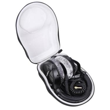 Imagem de Mchoi Capa de fone de ouvido compatível com Beyerdynamic DT 990 PRO/DT 770 PRO Open Studio, apenas capa, preto cinza