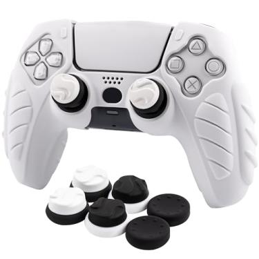 Imagem de CHIN FAI Ergonomic Soft Grip Skin Compatible PS5 Controller Cover, Anti-Slip Silicone with 6 Thumb Grips Accessories Set for PlayStation 5 (Clear Gray)