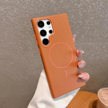 Imagem de YOGISU Capa de couro TPU com carregamento sem fio e capa magnética de silicone para Samsung S25Plus (para Samsung S25Plus/BR)