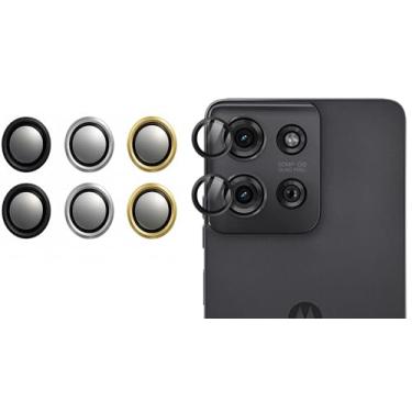 Imagem de Kit (02 PÇS) Película Protetora da Lente Câmera Lisa Para Motorola Moto G56 / Moto G86 / G86 Power (DOURADA)