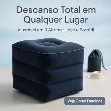 Imagem de Travesseiro inflável descanso de pé viagem cama de avião infantil ajustável de 3 camadas de altura descanso de pernas, essenciais para adultos, ótimo para avião, escritório, casa, trens, carros