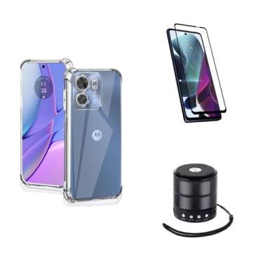Imagem de Kit Mini Som Bluetooth Moto G14 + Capa Anti Impacto + Película Vidro 3