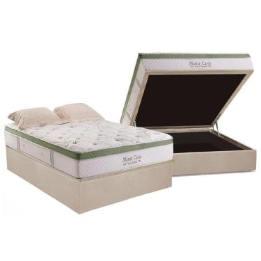 Imagem de Cama Box Baú Casal: Colchão Molas Ensacadas Herval Monte Carlo Hr Visco + Base Clean(138X188)