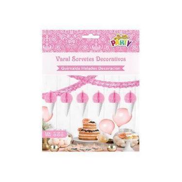 Imagem de Varal Decorativo Sorvetes Com 4 Metros Rosa - Festas e Fantasias