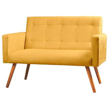 Imagem de Sofá Namoradeira 2 Lugares Sabrina Veludo - Star Confort Amarelo