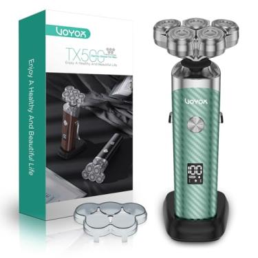 Imagem de VOYOR Barbeador elétrico para homens - Barbeadores flutuantes 5D para homens, barbeador elétrico magnético, recarregável, visor de LED, barbear a seco e molhado IPX6, à prova d'água, lâmina rotativa