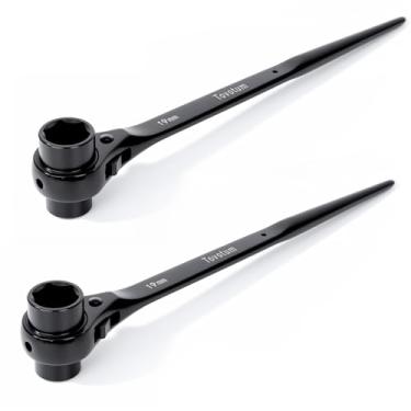 Imagem de Tovotum 2 peças 17 mm × 19 mm 6 pontos soquete duplo chave de catraca para andaime preto