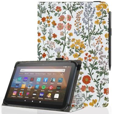 Imagem de Pudiceva Capa universal para tablet Android 10 de 10,1 polegadas, capa fina e dobrável para todos os tablets com tela sensível ao toque de 23 a 10,7 cm com suporte para caneta Stylus, flor 13