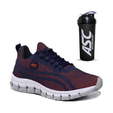 Imagem de Tênis Feminino Ascension + Coqueteleira – Leve, Macio e Confortável para Caminhada, Corrida, Academia e Uso Diário | Estilo Esportivo e Urbano (Marinho e Cinza + CQ.PTO, BR, Adulto, Numérico, 38)