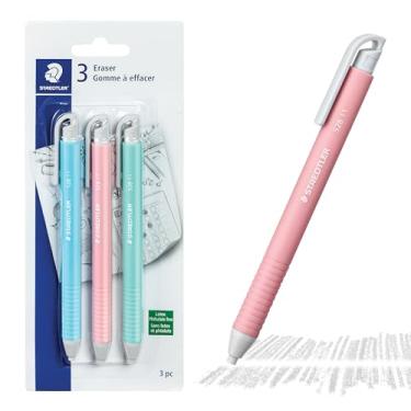 Imagem de STAEDTLER Suporte de borracha de vinil (pacote com 3): borrachas retráteis para lápis, vinil macio, sem látex, bordas limpas, sem manchas, cores pastel