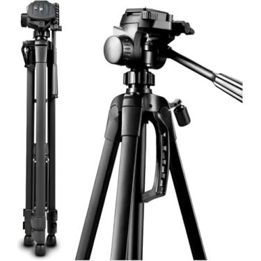 Imagem de Tripé Profissional Para Câmera E Celular + Bolsa. Grande Disparador Bluetooth - Altura Ajustável de 36cm a 110cm Com Suporte Para Celular