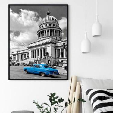 Imagem de Quadro Decorativo Carro Azul Cuba - 70x50cm - Quadros On-line, Moldura