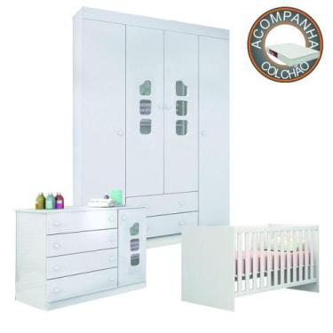 Imagem de Conjunto Quarto de Bebê Guarda Roupa, Cômoda Lívia e Berço 1344 com Co