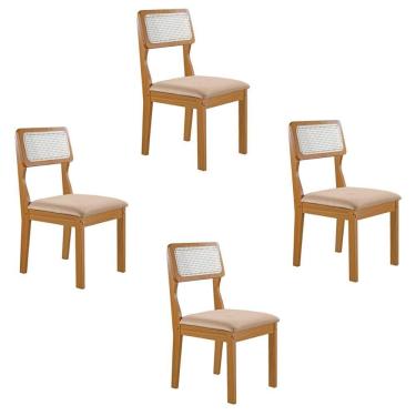 Imagem de Conjunto de 4 Cadeiras Agata Retrô com Estofado em Linho