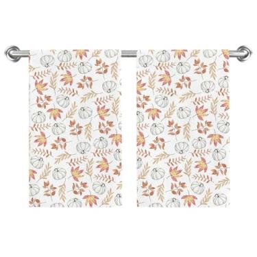 Imagem de Conjunto de 2 toalhas de prato de folhas de laranja, toalhas de mão de abóbora, 45 x 66 cm, panos de prato de secagem sazonais de outono para cozinha, banheiro, decoração de casa