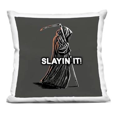 Imagem de Stupell Industries Slayin' It Grim Reaper Almofada impressa para ambientes internos, 45 x 18 x 46, cinza