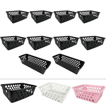 Imagem de Kit 10 Cesto Cestinha P/M/G Organizador P/Gaveta Cozinha Escritório Armário Lavanderia (Preto)