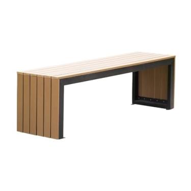 Imagem de Banco de jantar, banco de jardim, costas nuas, com estrutura de aço, cadeira artificial para uso ao ar livre, móveis de assento de lazer (médio)