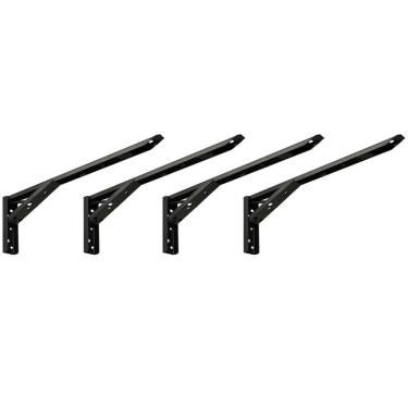 Imagem de Kit 02 Pares Suporte Para Mesa Dobrável Retrátil 30cm H02 Mão Francesa Preto