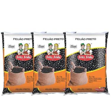 Imagem de Kit 3 Feijão Fritz e Frida 1Kg Preto Premium Tipo 1 - Gaúcho - Fritz &