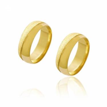 Imagem de Par de Alianças de Casamento Diana Ouro Abaulada Diamantada Lisa Friso