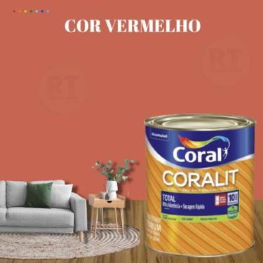 Imagem de Esmalte Sintético Base Água Coral Coralit 800ml Tinta Cor Vermelho Ace