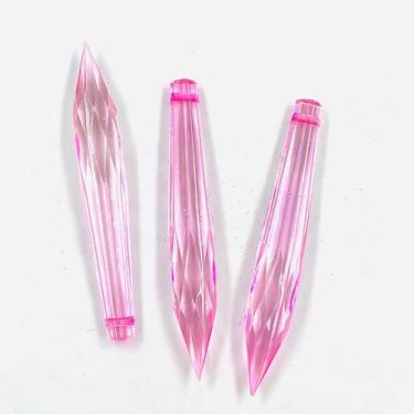 Imagem de Pingente Ponteira Rosa Transparente 75x12mm 10pçs Acrílico - Macall