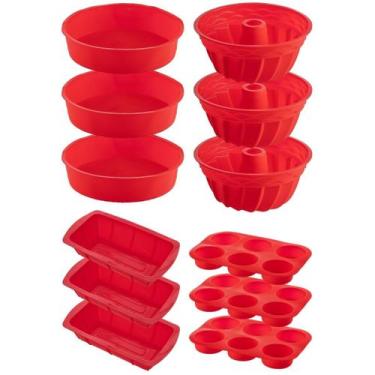 Imagem de 3 Jogo Formas Sortida Redonda Espiral Pães Cupcake Silicone - QUALITY 