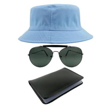 Imagem de Kit Chapéu Bucket, Óculos de Sol Piloto E Carteira Preta MD-25 - Odell