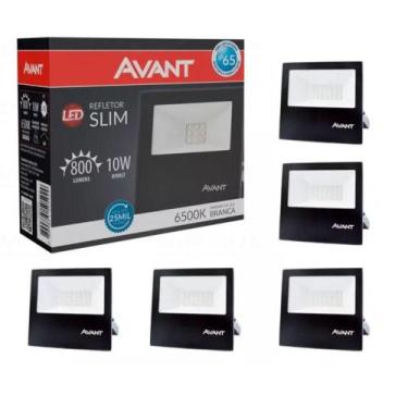 Imagem de Refletor Led 10W Preto Bivolt Avant 5 Unidades