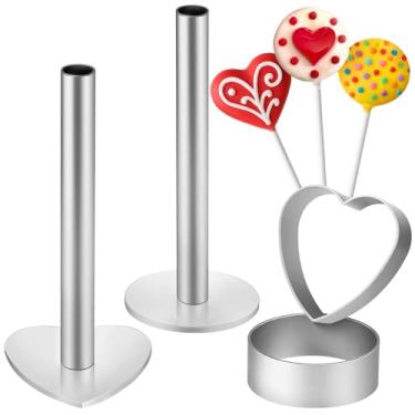 Imagem de Webake Cortador e empurrador de bolo circular e coração, moldes pop de aço inoxidável 304, fácil de usar, não tóxico, conjunto de 4