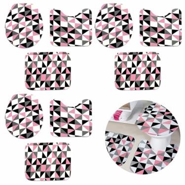 Imagem de Tapete Para Banheiro Kit com 3 Jogos com 3 Pçs Cada Antiderrapante Costura Reforçada (Geométrico)