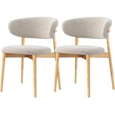 Imagem de Cadeira De Jantar De Madeira Maciça, Cadeira De Lazer Sem Braços De Madeira Maciça Estofada, Cadeira De Leitura Com Encosto Curvo, Cadeira De Estudo, Cadeira De Lazer Com Vara, B, One Size