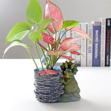 Imagem de Porta-lápis de dinossauro – adorável organizador de mesa para crianças e adultos, artigos de papelaria divertidos e materiais de escritório, mini vaso para suculentas, presente de aniversário para