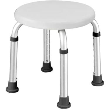 Imagem de Cadeira De Chuveiro De Aço Inoxidável, Cadeira De Banheiro Ajustável, Banco De Chuveiro, Assento De Chuveiro Redondo Antiderrapante Para Idosos Deficientes Feridos, Blue, 32x32x36-51cm