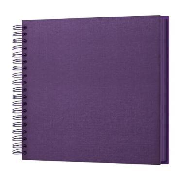Imagem de potricher Álbum de fotos DIY de 25 x 25 cm, 80 páginas, papel kraft grosso, roxo, livro de memórias para casamento e aniversário de família (roxo, 25 cm)